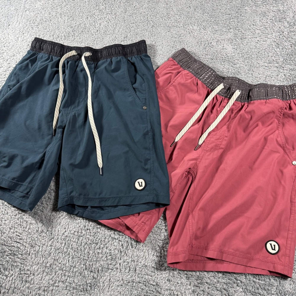 Lot of 2 Vuori Kore Shorts Men Medium Blue Red  Performance Activewear Athletic